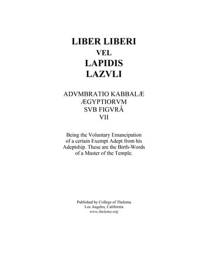 Liber VII: Liber Liberi vel Lapidis Lazuli (with commentary)