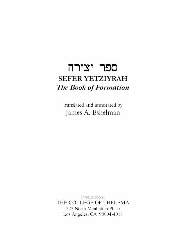 SEFER YETZIYRAH James A. Eshleman